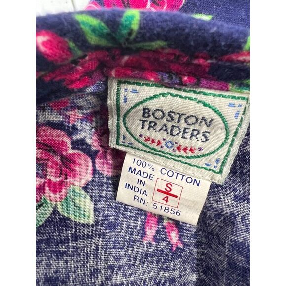 Vintage Boston Traders Girls Small Blue and Pink Cottagecore Long Sleeve Dress - Picture 3 of 8